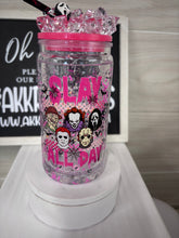 Load image into Gallery viewer, Horror Slay All Day Snow Globe Tumbler