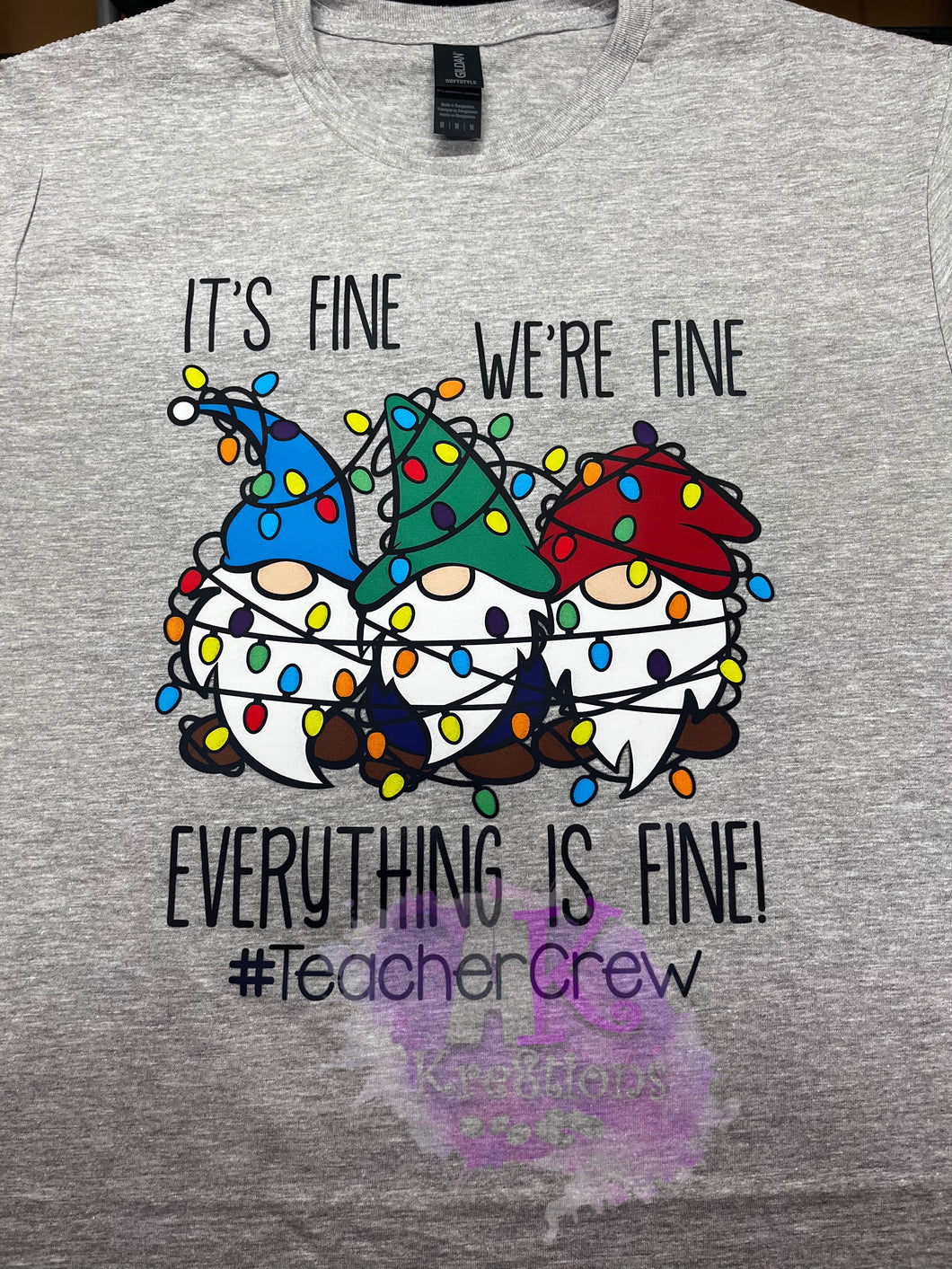 Gnome Christmas Tee It's Fine, Everything is Fine #TeacherCrew