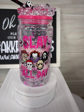 Load image into Gallery viewer, Horror Slay All Day Snow Globe Tumbler
