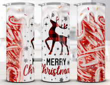 Load image into Gallery viewer, Candy Cane Drip Reindeer Tumbler
