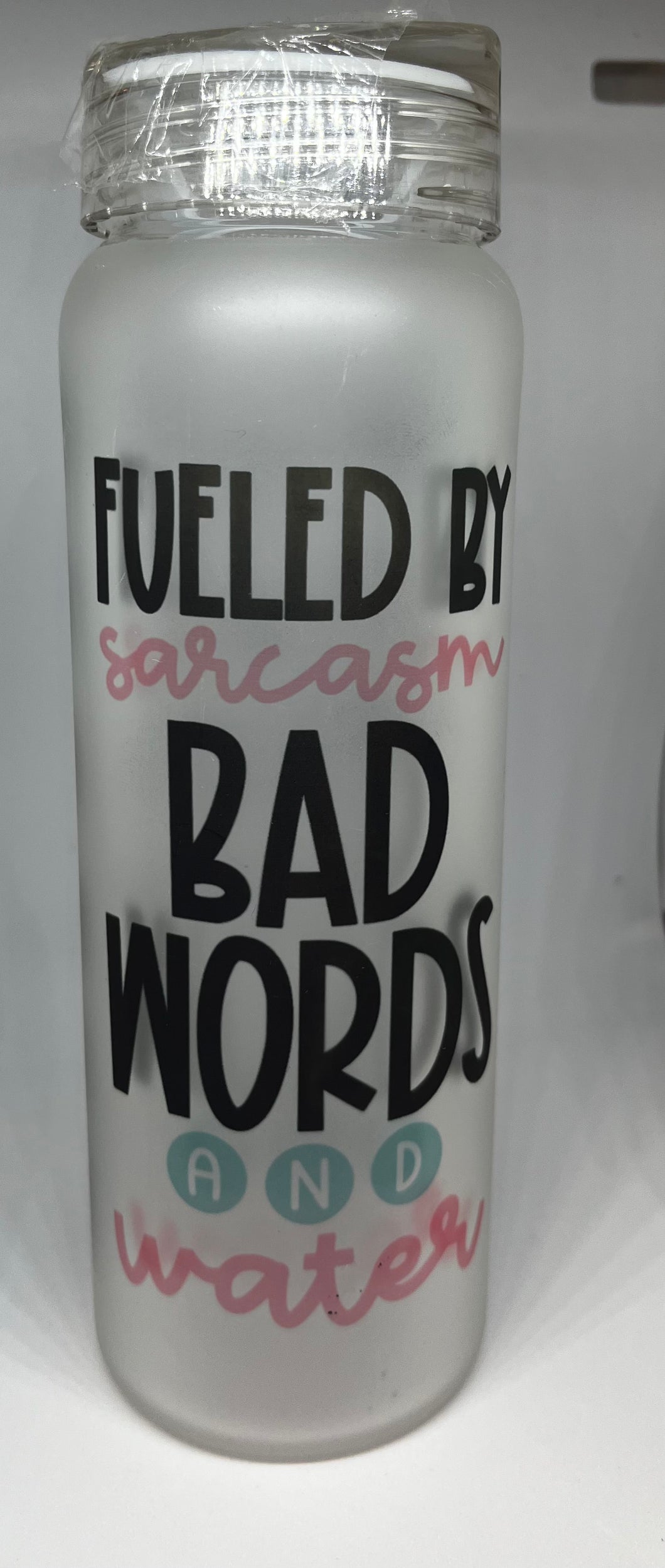 Fueled by Bad Words Glass Water Bottle