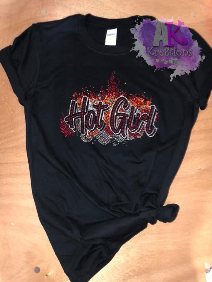 Hot Girl Rhinestone Bling Tee
